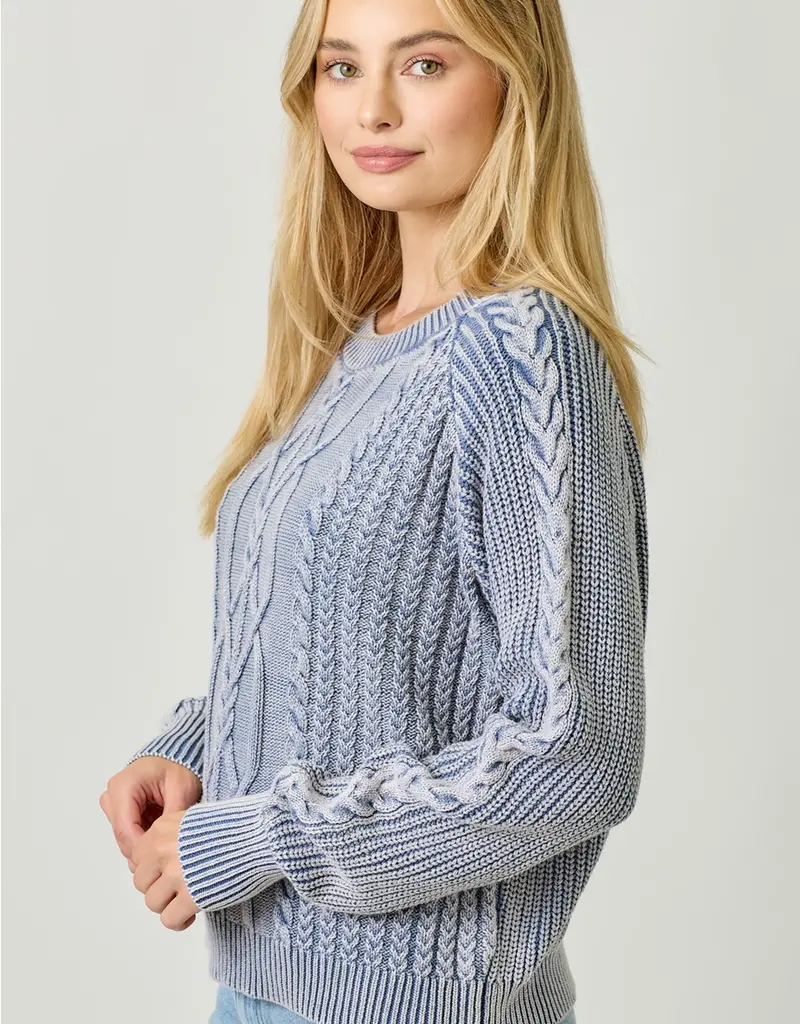 Soft Cotton Washed Cable Sweater