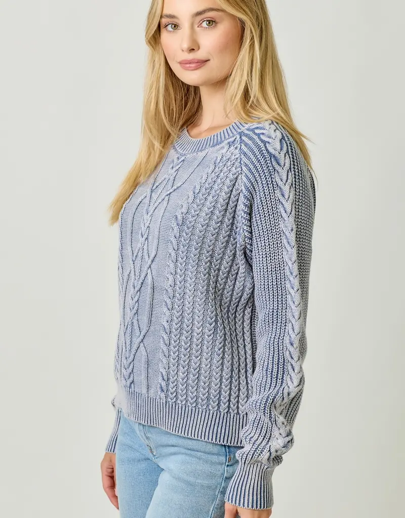 Soft Cotton Washed Cable Sweater