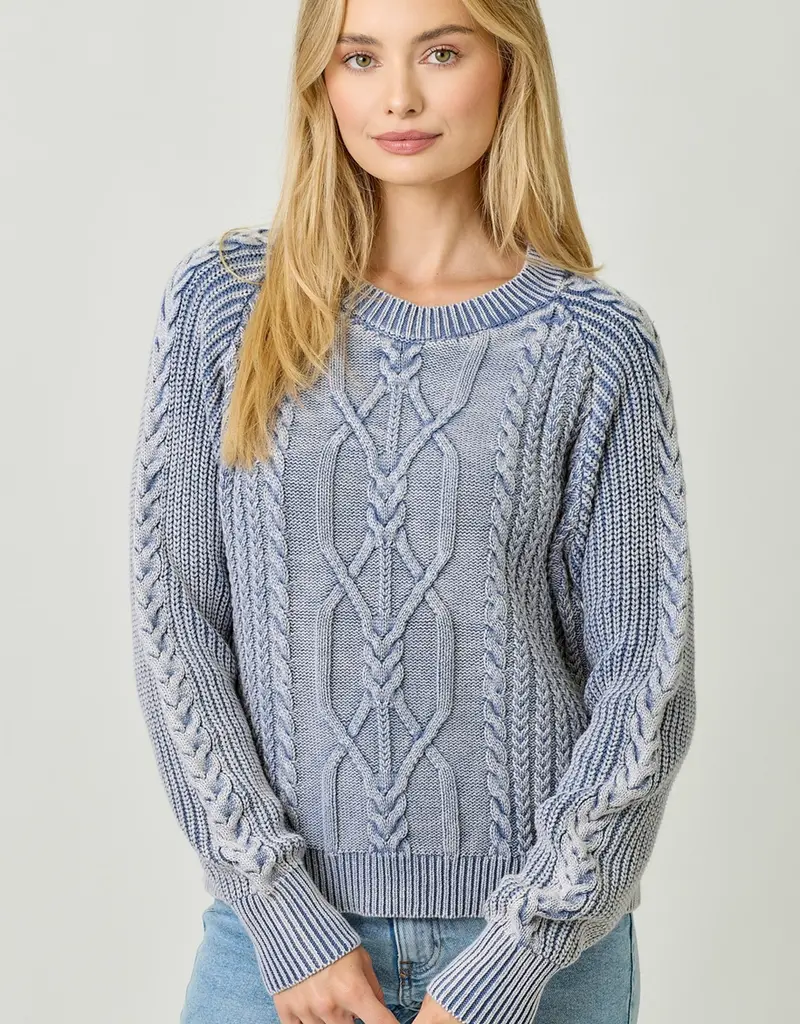 Soft Cotton Washed Cable Sweater
