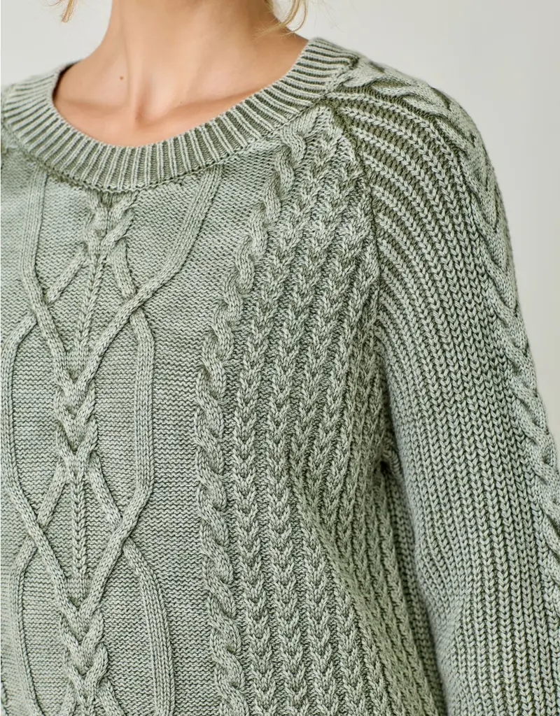 Soft Cotton Washed Cable Sweater