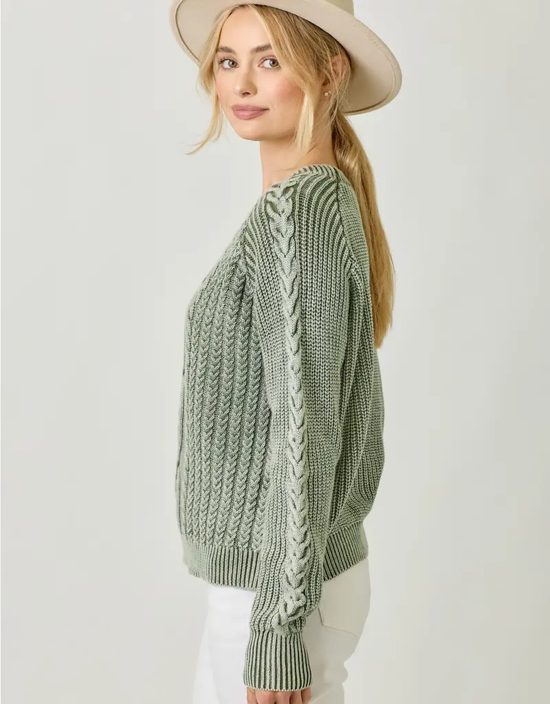 Soft Cotton Washed Cable Sweater