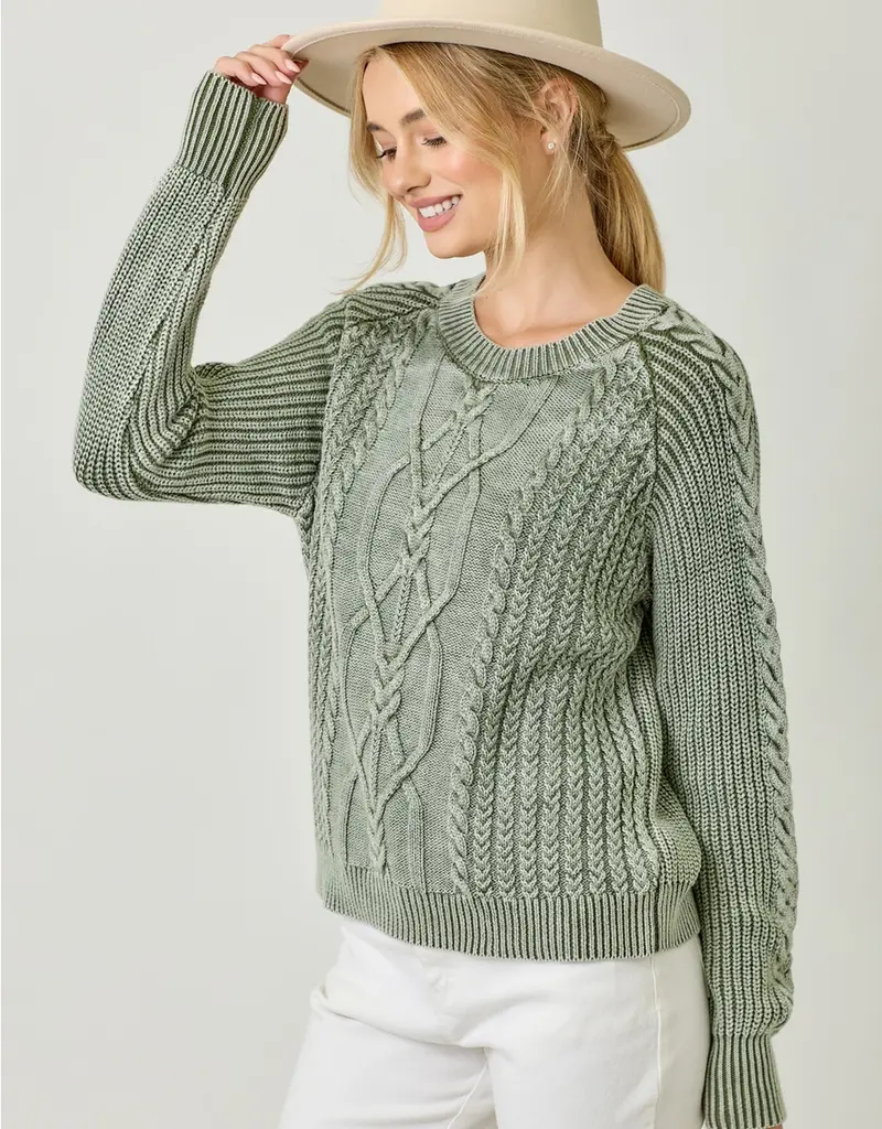 Soft Cotton Washed Cable Sweater