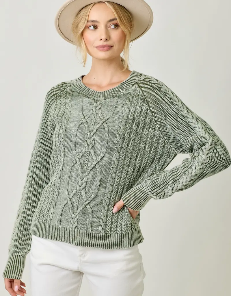 Soft Cotton Washed Cable Sweater