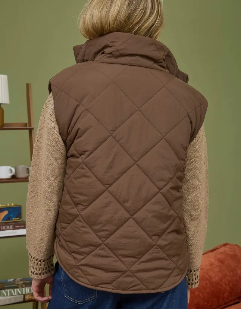 Quilted Zip Up Fleece Lined Puffer Vest