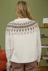 Fair Isle Pattern Knit Cardigan