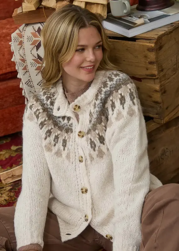 Fair Isle Pattern Knit Cardigan
