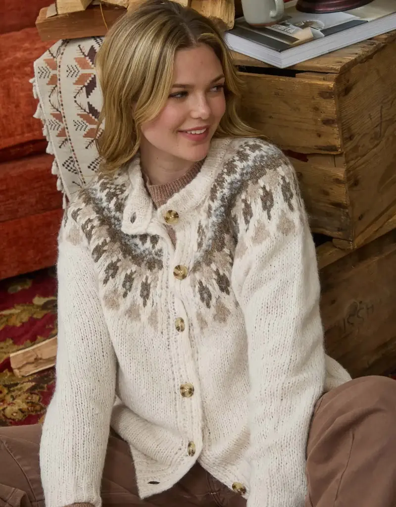 Fair Isle Pattern Knit Cardigan