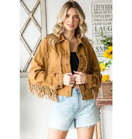 Western Washed Fringe Twill Jacket