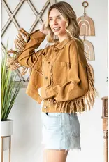 Western Washed Fringe Twill Jacket