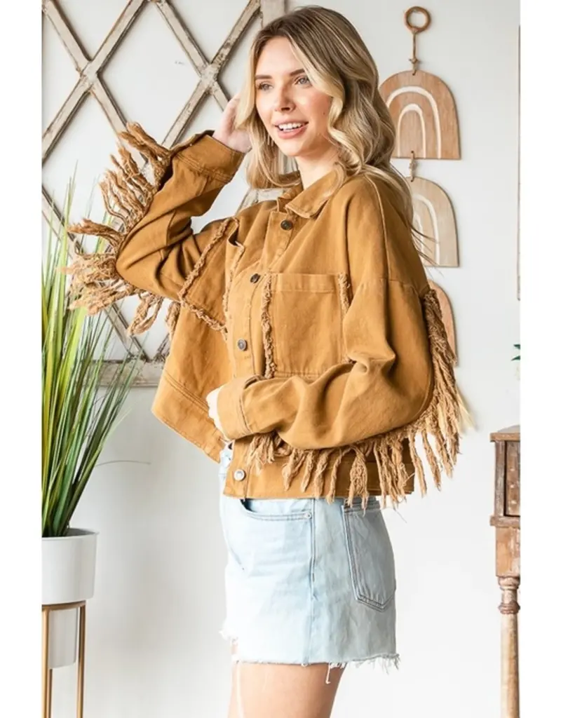 Western Washed Fringe Twill Jacket