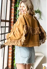 Western Washed Fringe Twill Jacket