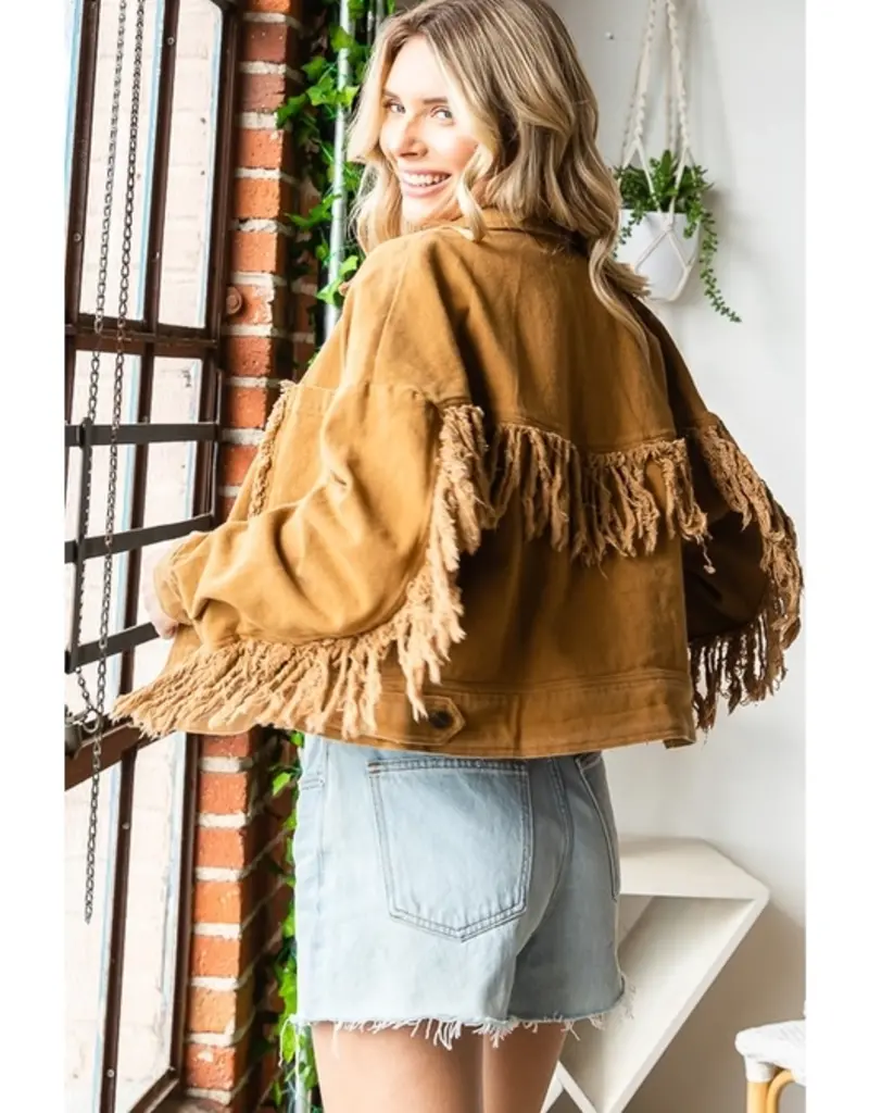 Western Washed Fringe Twill Jacket