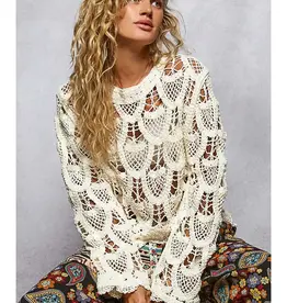 Solid Crochet Top With Key Hole Back