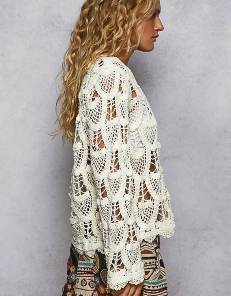 Solid Crochet Top With Key Hole Back