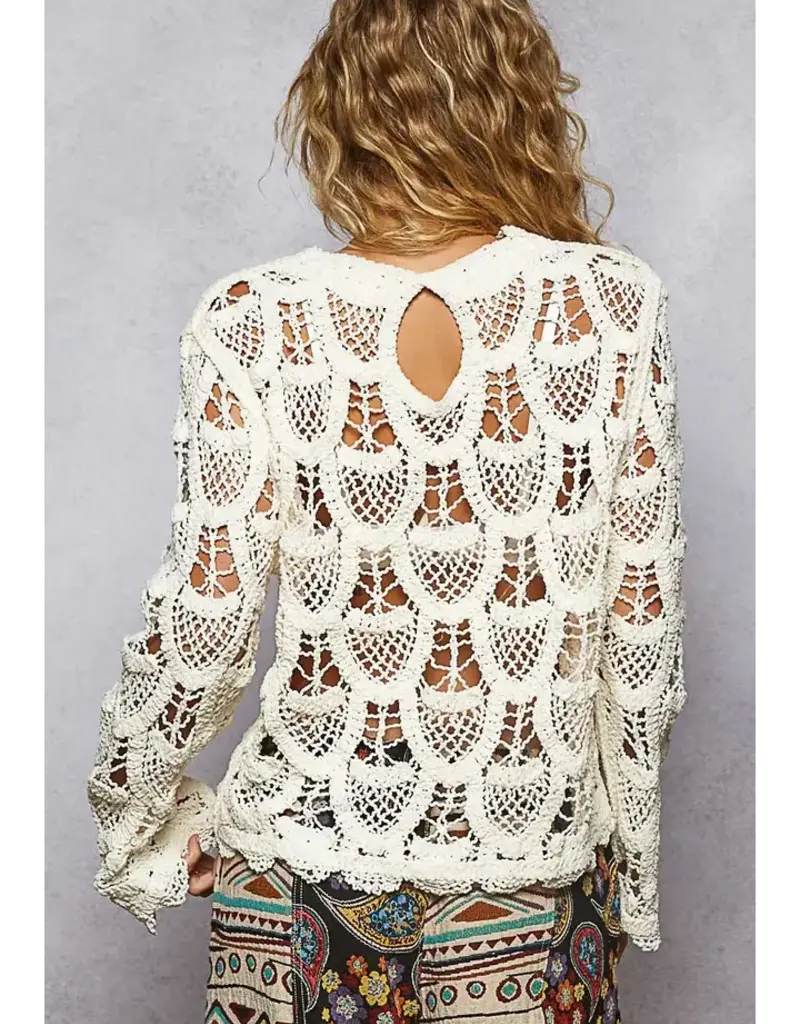 Solid Crochet Top With Key Hole Back