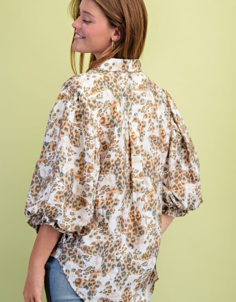 Leopard Print 3/4 Sleeve Top