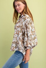 Leopard Print 3/4 Sleeve Top