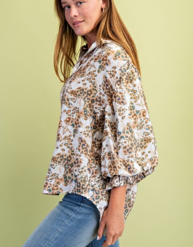 Leopard Print 3/4 Sleeve Top