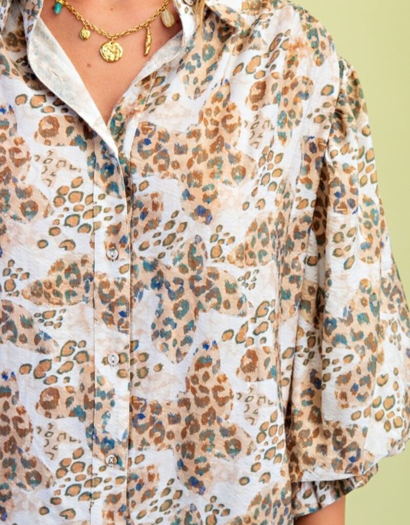 Leopard Print 3/4 Sleeve Top