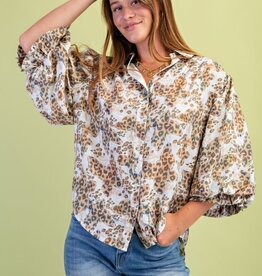 Leopard Print 3/4 Sleeve Top