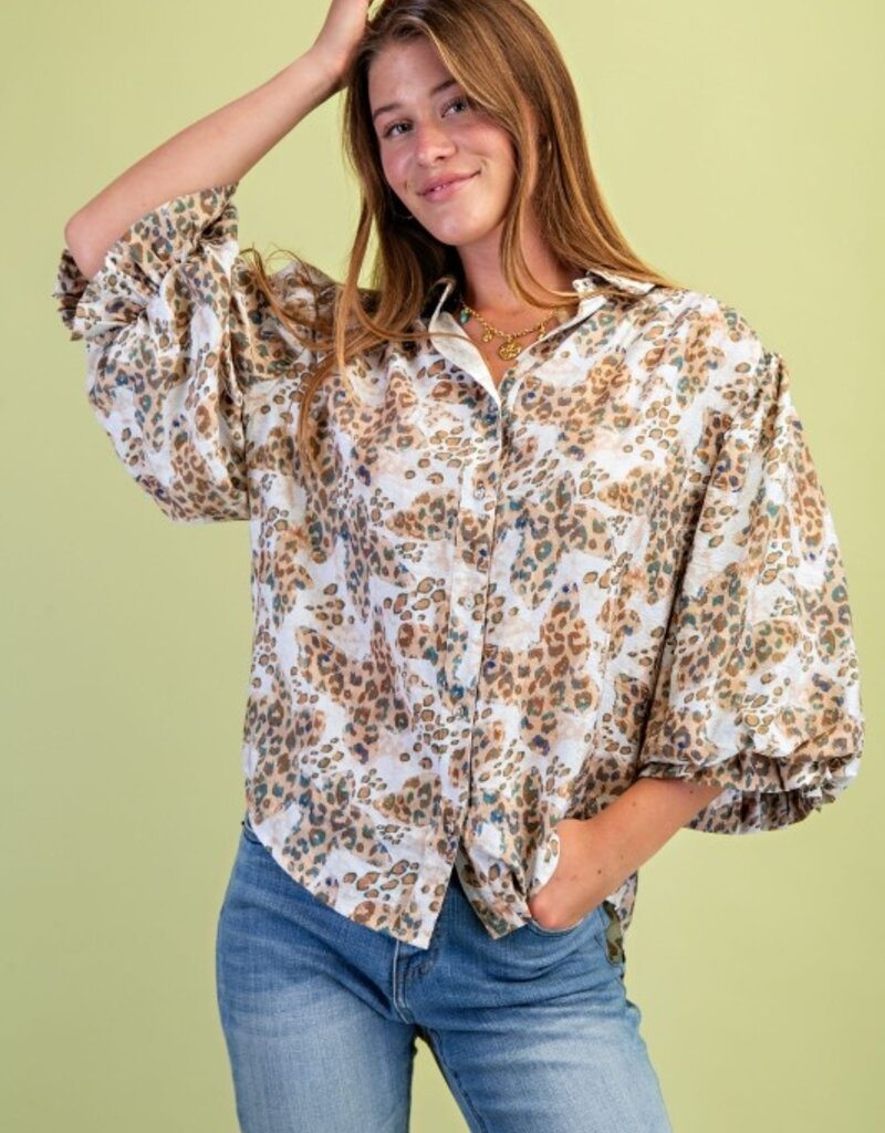 Leopard Print 3/4 Sleeve Top