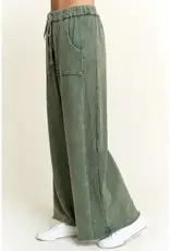 Best Mineral Wash Side Knit Detail Wide Leg Pant