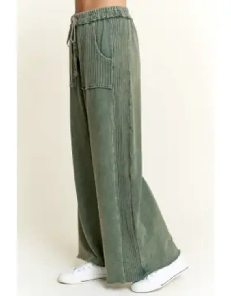 Best Mineral Wash Side Knit Detail Wide Leg Pant