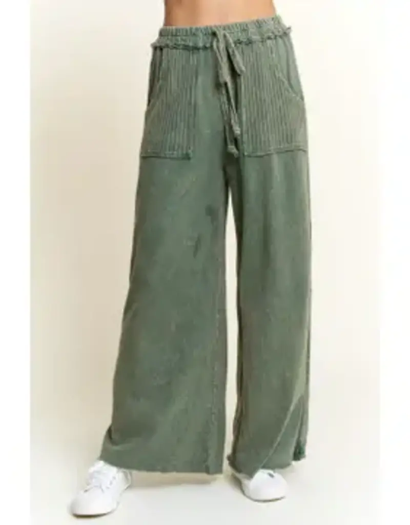 Best Mineral Wash Side Knit Detail Wide Leg Pant