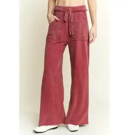 Best Mineral Wash Side Knit Detail Wide Leg Pant