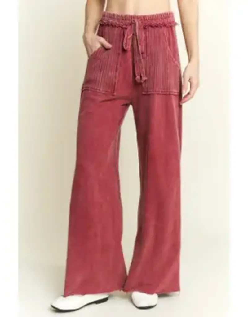 Best Mineral Wash Side Knit Detail Wide Leg Pant