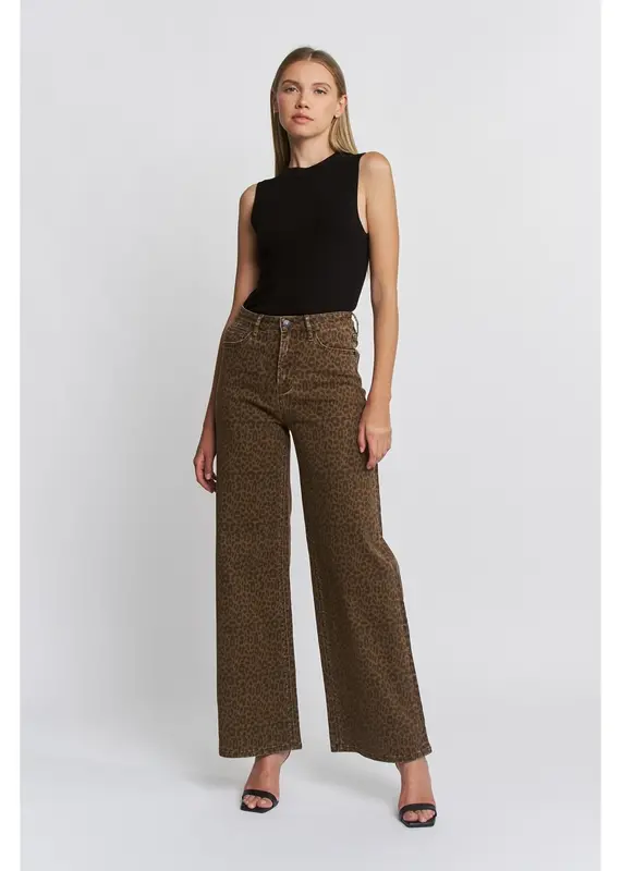 HR Wide Leg Leopard Print Jean