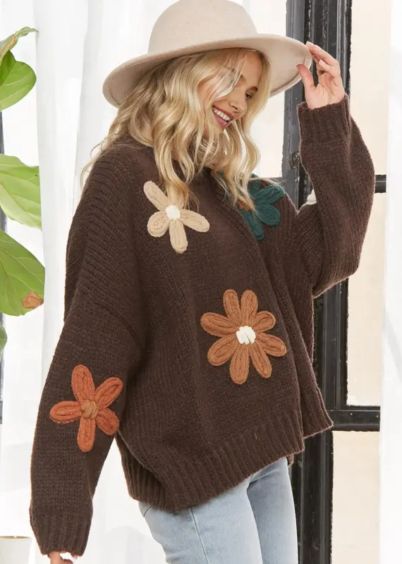 Flower Applique Sweater