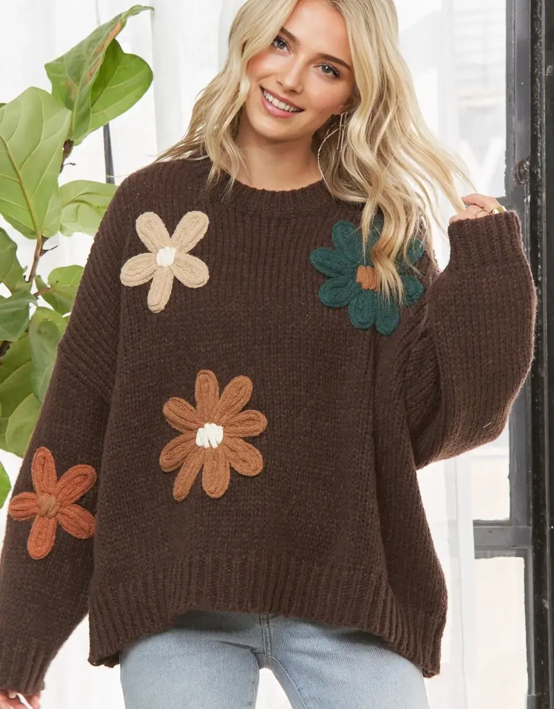 Flower Applique Sweater