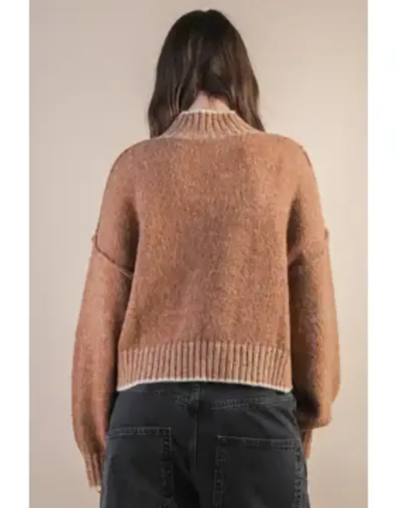 Oversized Casual Mock Neck Knit Sweater Top