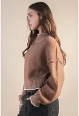 Oversized Casual Mock Neck Knit Sweater Top
