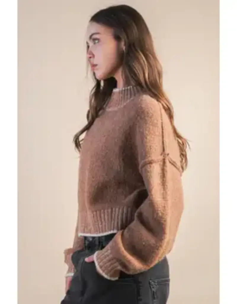 Oversized Casual Mock Neck Knit Sweater Top