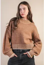Oversized Casual Mock Neck Knit Sweater Top
