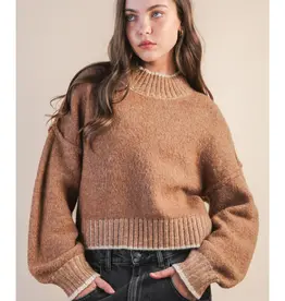 Oversized Casual Mock Neck Knit Sweater Top