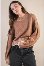 Oversized Casual Mock Neck Knit Sweater Top