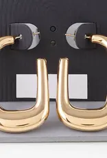 Shiny Frame Hoop Earrings - GOLD