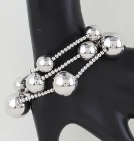 Multi Shiny Beaded Bracelet - SILVER