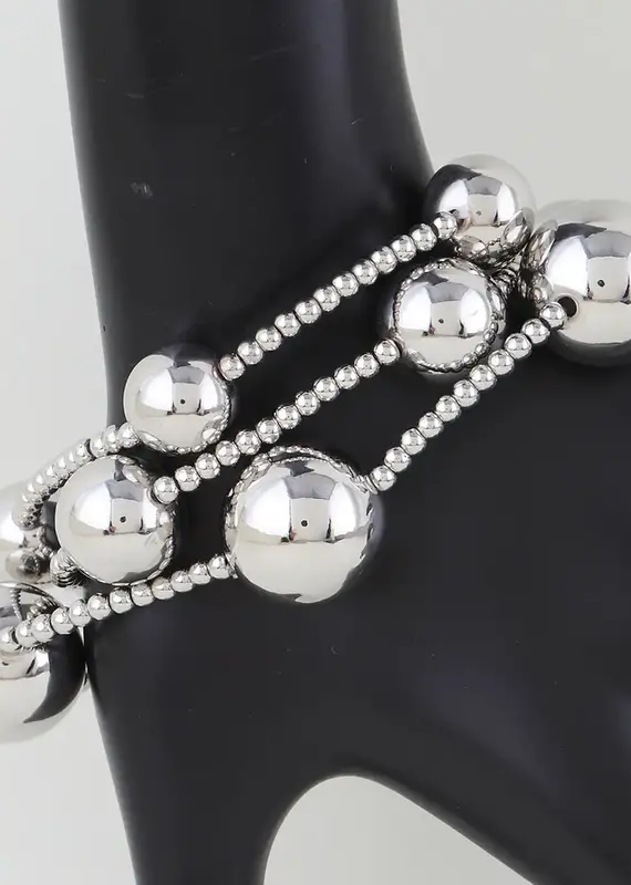 Multi Shiny Beaded Bracelet - SILVER