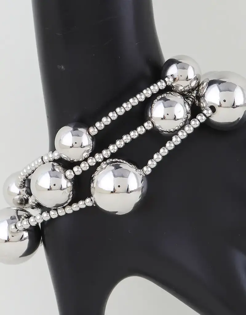 Multi Shiny Beaded Bracelet - SILVER
