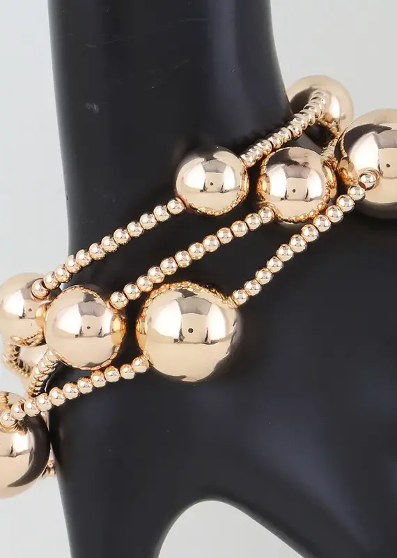 Multi Shiny Beaded Bracelet - GOLD