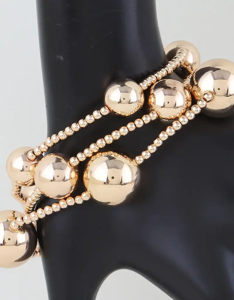 Multi Shiny Beaded Bracelet - GOLD