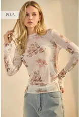 Curvy Sheer Mesh Long-Sleeve Top