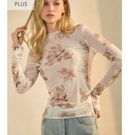 Curvy Sheer Mesh Long-Sleeve Top