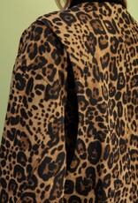 Leopard Snap Front Jacket with Front Patch Pockets