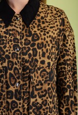 Leopard Snap Front Jacket with Front Patch Pockets