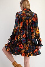 Flower Child Printed Velvet Dress